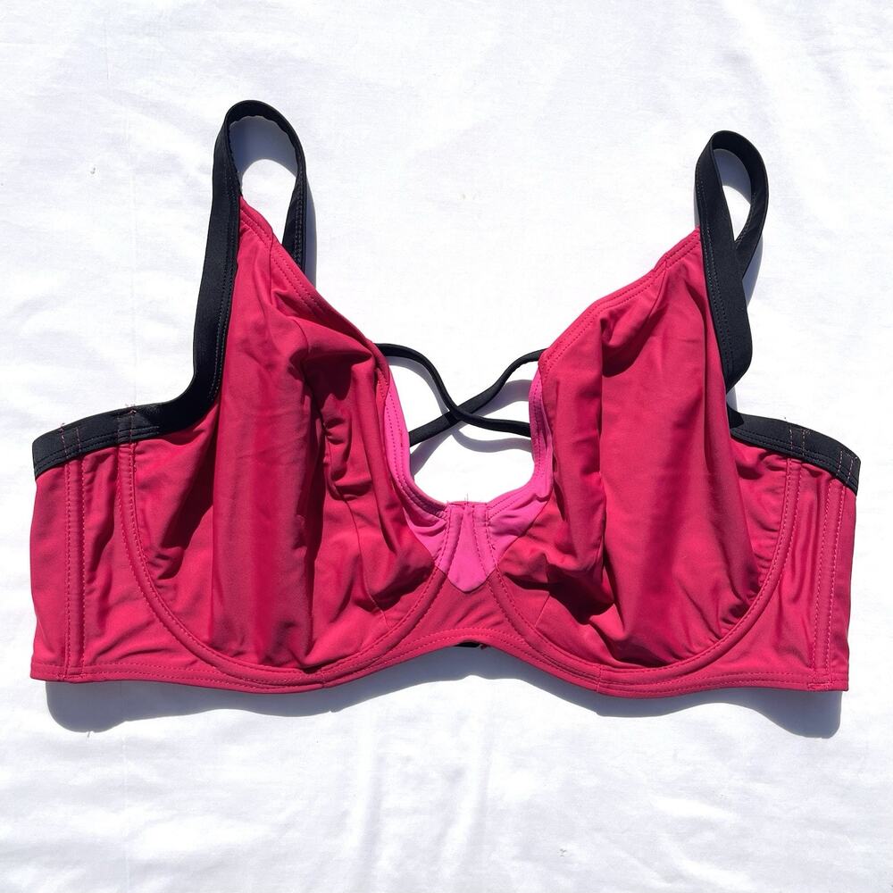 Curvy Kate Subtropic Plunge Bikini Swimsuit Top 40I Red Black Underwire 40i